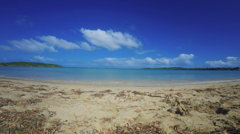 Gentle waves along the shoreline at Seven Seas Beach in Fajardo, Puerto Rico.