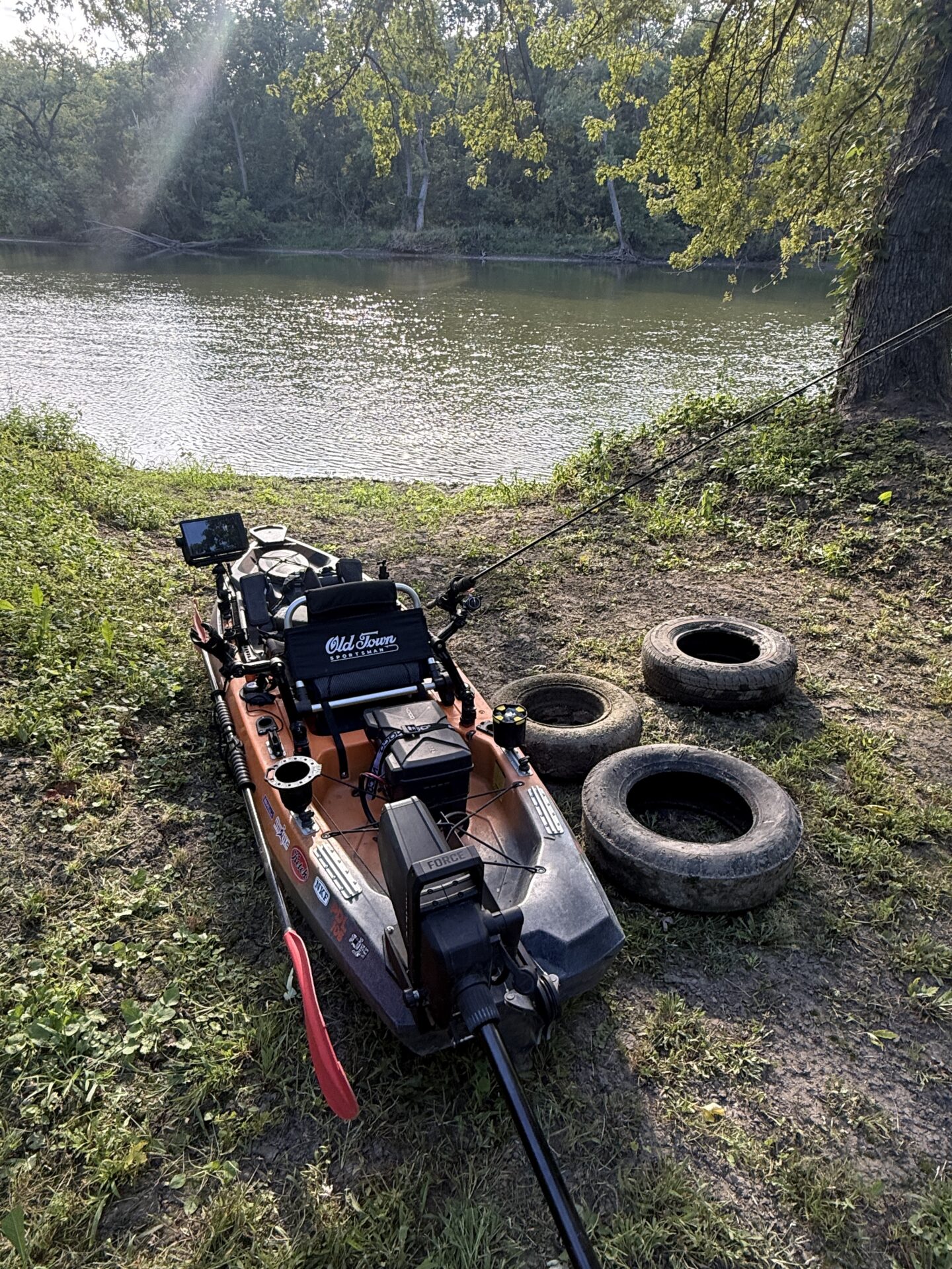 Several old tires collected from the Rock River shoreline during a cleanup.