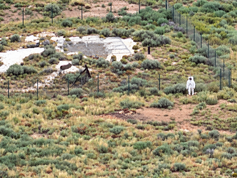 Astronaut Among Desert Ruins